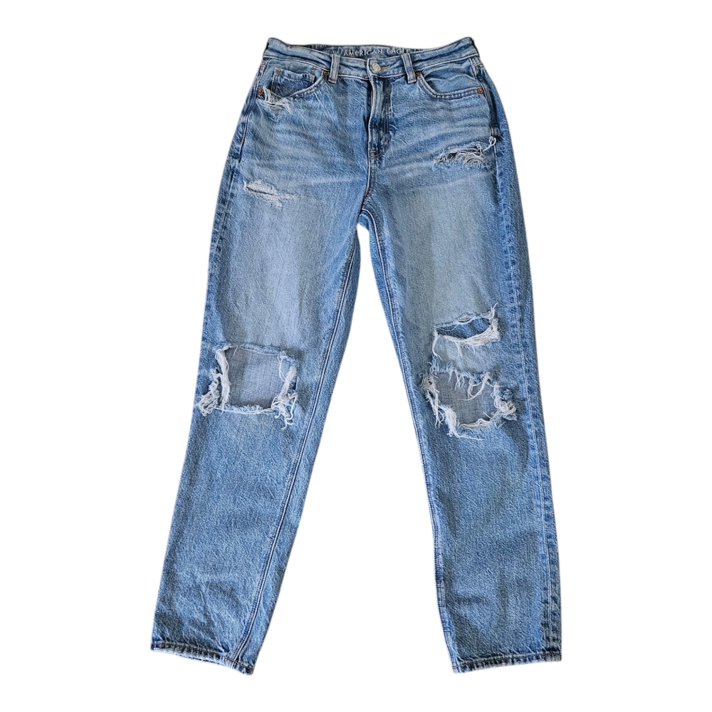 American Eagle Mom Jeans High Rise Women's Size 4 Distressed